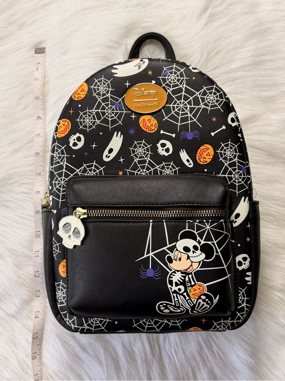 Disney Black Halloween Mickey Mini Backpack with Orange Accents- NWT - Picture 7 of 12
